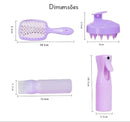 Kit Capilar com Escova Desembaraço, Pente Aplicador Óleo e Tintura, Borrifador e Massageador Limpeza a Seco -